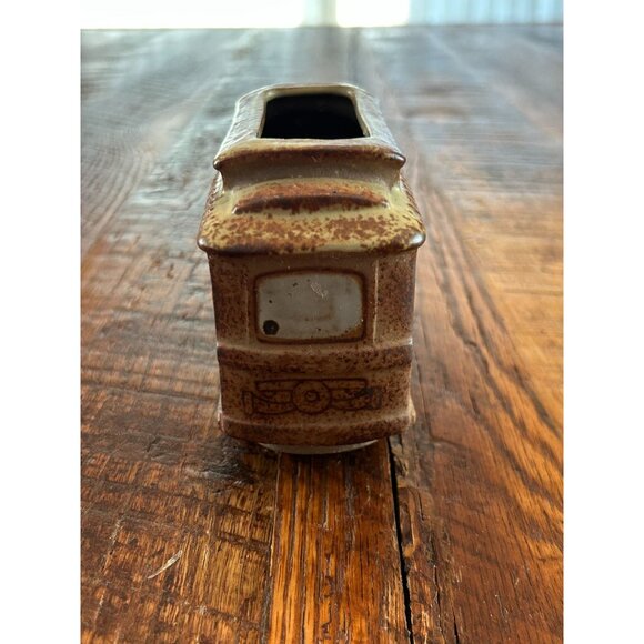 Vintage Ceramic San Francisco Cable Car Planter Brown/White Textured - Picture 3 of 11